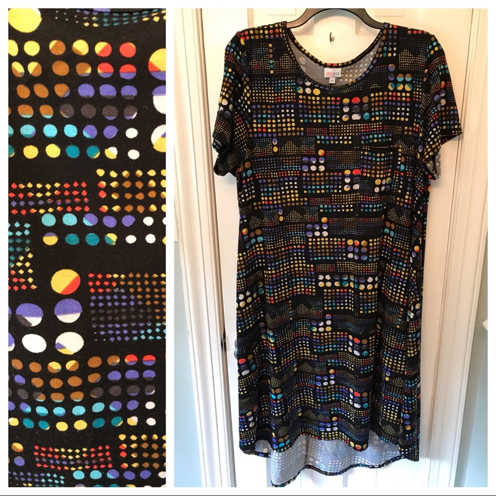 3xl Lularoe Carly Dress Black Dots EUC